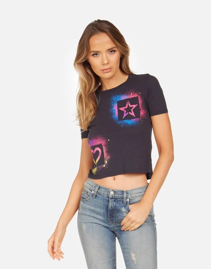 Adeline Graffiti Love Onyx Women039s Lauren Moshi Short Sleeve