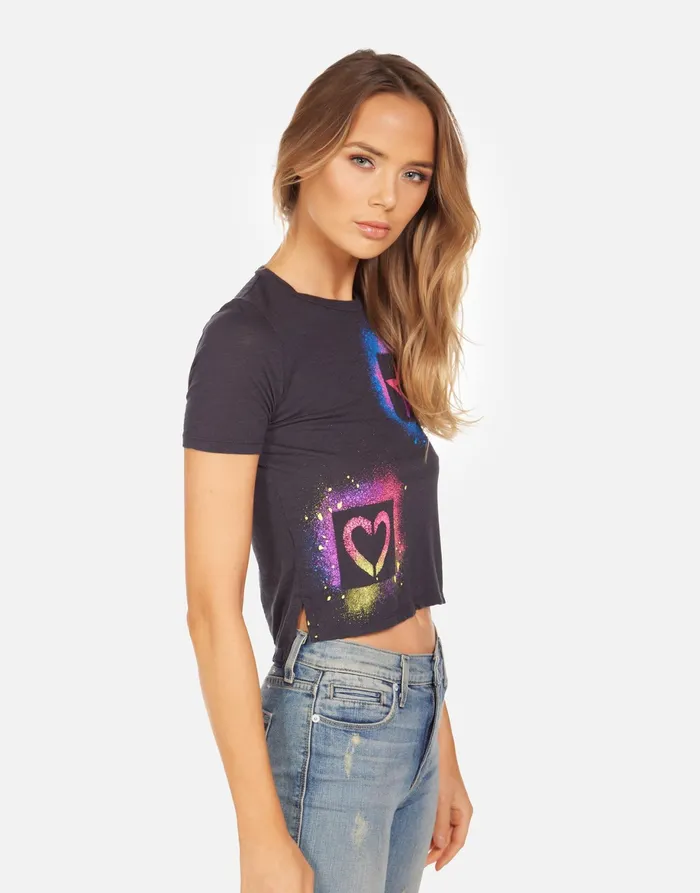 Adeline Graffiti Love Onyx Women039s Lauren Moshi Short Sleeve