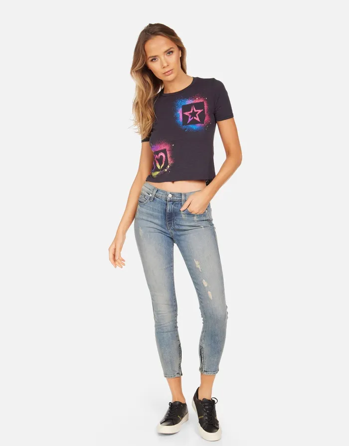 Adeline Graffiti Love Onyx Women039s Lauren Moshi Short Sleeve