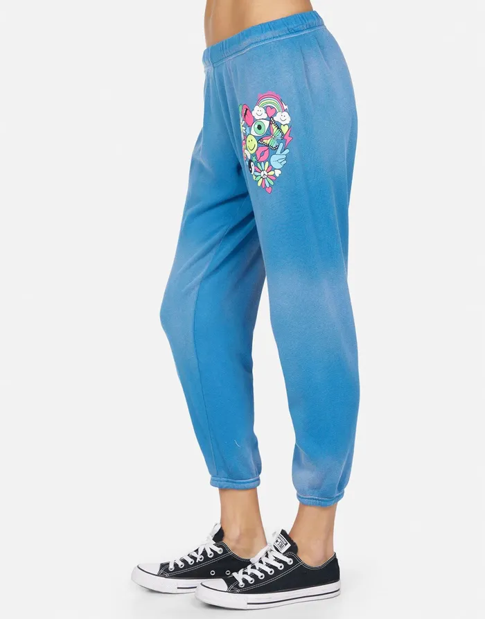 Alana Elements Heart Faded Riptide Women039s Lauren Moshi Crop Sweatpants