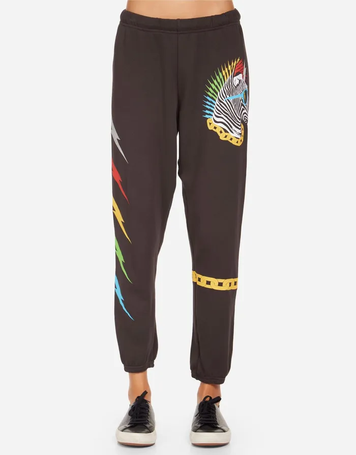 Alana Lightning Zebra Onyx Women039s Lauren Moshi Crop Sweatpants