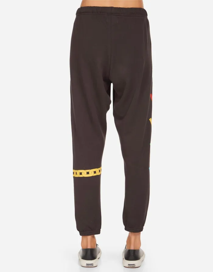 Alana Lightning Zebra Onyx Women039s Lauren Moshi Crop Sweatpants