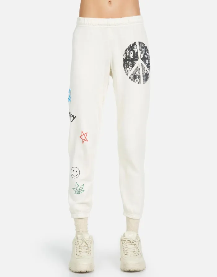 Alana Peace Hippie Ivory Women039s Lauren Moshi Crop Sweatpants