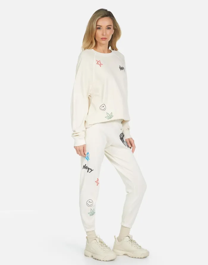 Alana Peace Hippie Ivory Women039s Lauren Moshi Crop Sweatpants