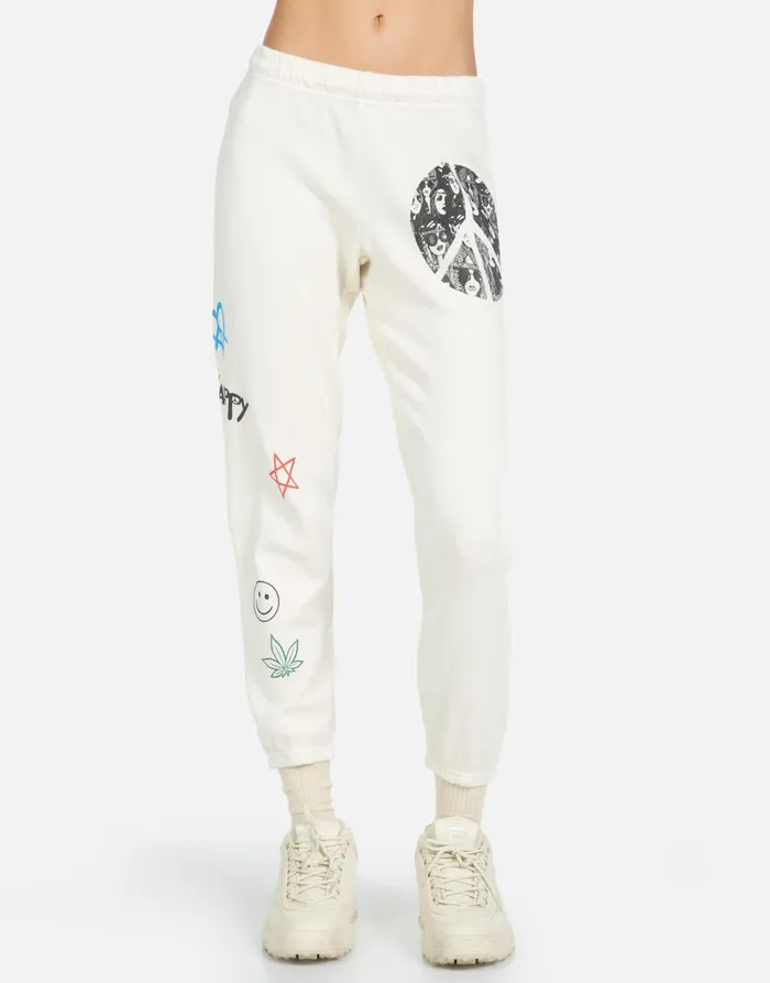 Alana Peace Hippie Ivory Women039s Lauren Moshi Crop Sweatpants