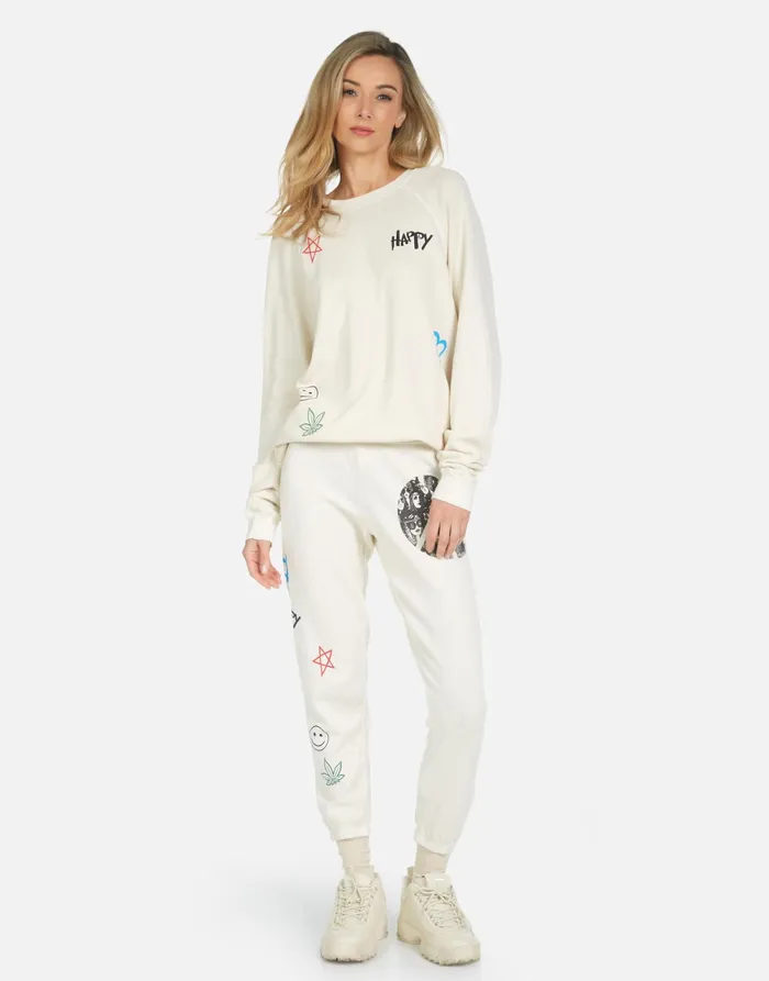 Alana Peace Hippie Ivory Women039s Lauren Moshi Crop Sweatpants