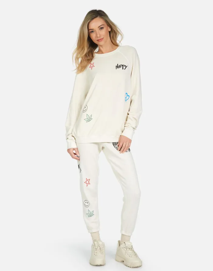 Alana Peace Hippie Ivory Women039s Lauren Moshi Crop Sweatpants
