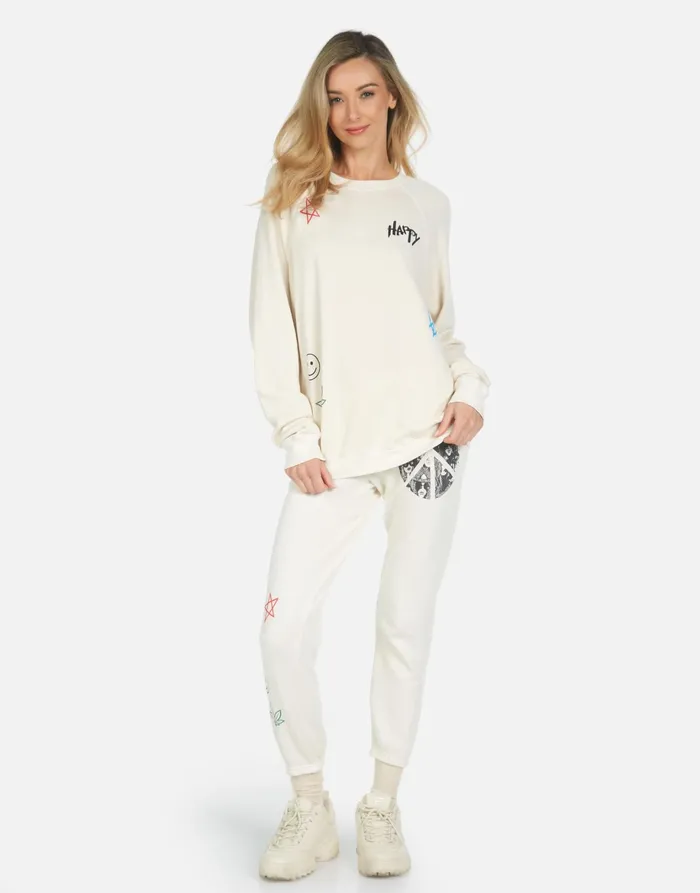 Alana Peace Hippie Ivory Women039s Lauren Moshi Crop Sweatpants