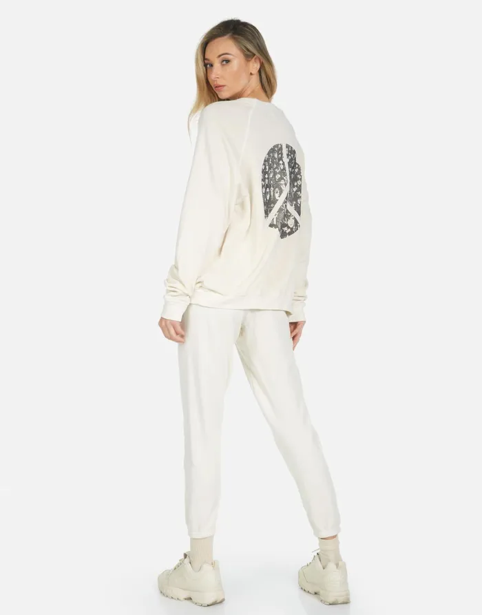 Alana Peace Hippie Ivory Women039s Lauren Moshi Crop Sweatpants