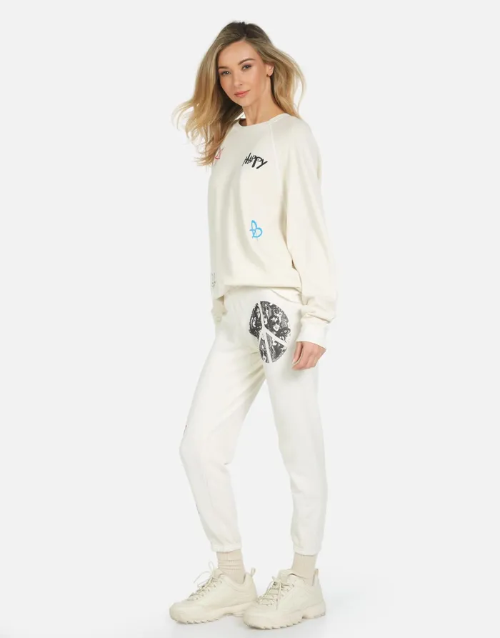 Alana Peace Hippie Ivory Women039s Lauren Moshi Crop Sweatpants