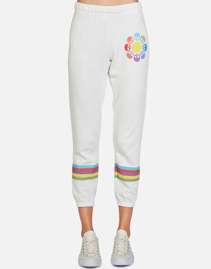Alana Skull Flower Milk Women039s Lauren Moshi Crop Sweatpants