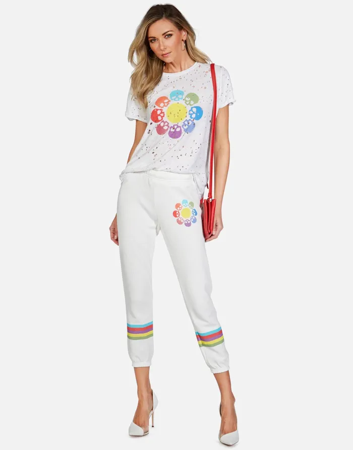 Alana Skull Flower Milk Women039s Lauren Moshi Crop Sweatpants
