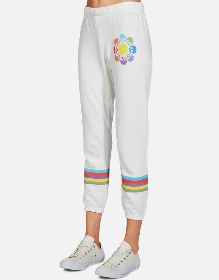 Alana Skull Flower Milk Women039s Lauren Moshi Crop Sweatpants