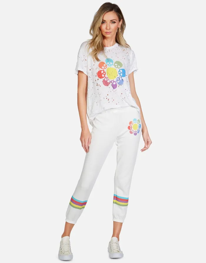 Alana Skull Flower Milk Women039s Lauren Moshi Crop Sweatpants