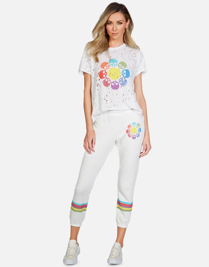 Alana Skull Flower Milk Women039s Lauren Moshi Crop Sweatpants