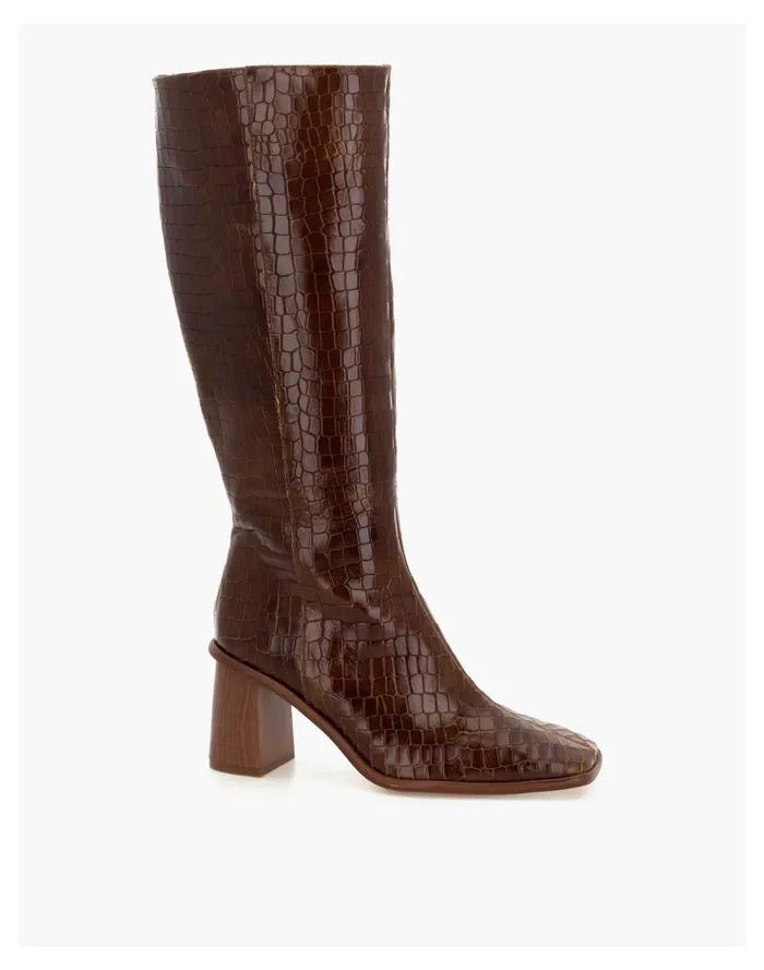 ALOHAS Leather East Knee High Boots In Crocodile Embossed Brown Women Madewell Boots ALOHAS Leather East Knee High Boots In Crocodile Embossed Brown Women Madewell Boots