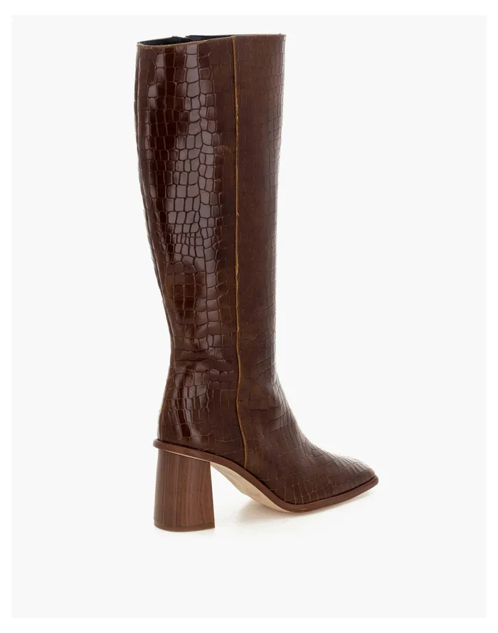 ALOHAS Leather East Knee High Boots In Crocodile Embossed Brown Women Madewell Boots ALOHAS Leather East Knee High Boots In Crocodile Embossed Brown Women Madewell Boots