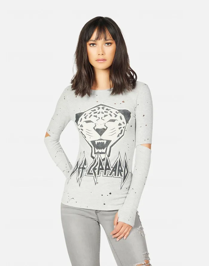 Amora Tiger Def Leppard Heather Grey Women039s Lauren Moshi Long Sleeve