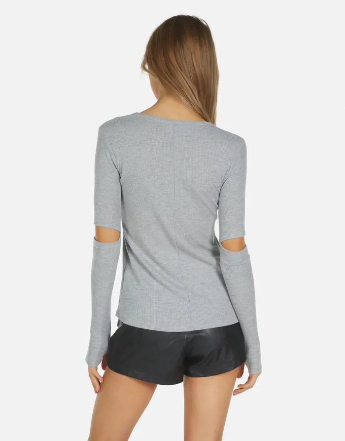 Amora X Shout At The Devil Heather Grey Women039s Lauren Moshi Long Sleeve