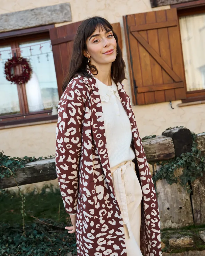 Animal Coat Print Nere Brown Women Polin Et Moi Coats