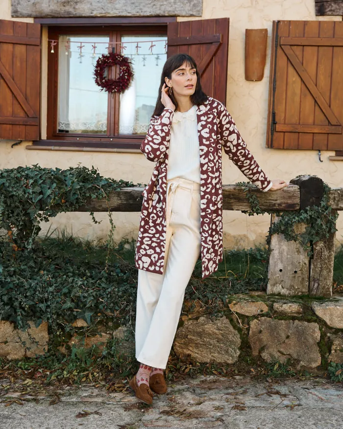 Animal Coat Print Nere Brown Women Polin Et Moi Coats