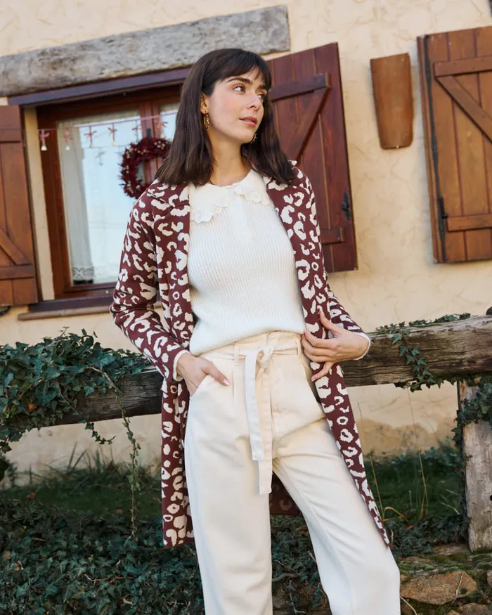 Animal Coat Print Nere Brown Women Polin Et Moi Coats