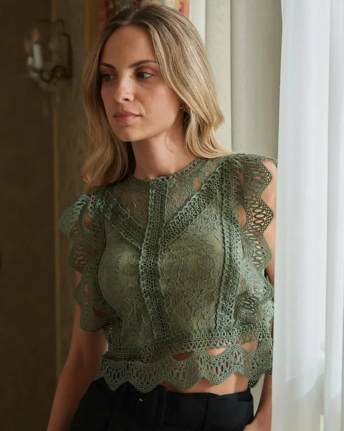 Aroa Embroidered Top Kaki Women Polin Et Moi Blouses And Shirts Aroa Embroidered Top Kaki Women Polin Et Moi Blouses And Shirts