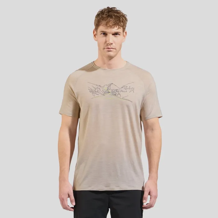 Ascent Performance Wool 130 Run Bike Hike Tshirt Silver Cloud Melange Men Odlo TShirts and Polos