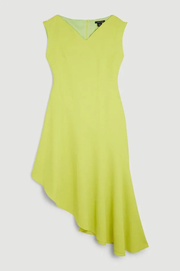 Asymmetric Hem Detail Cap Sleeve Dress Lime Women Karen Millen Dresses