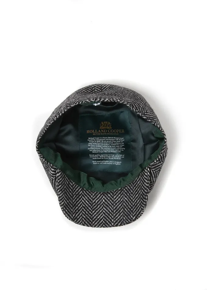 Baker Boy Cap Wide Tooth Black Herringbone Women Holland Cooper Hats