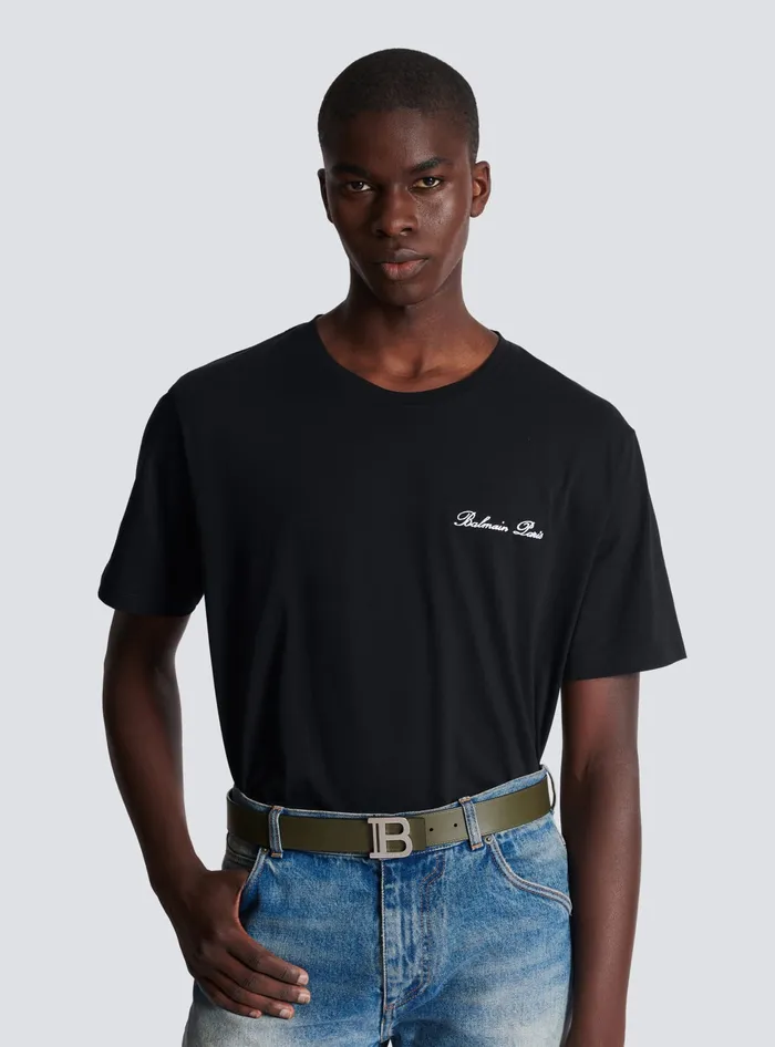 Balmain Belts Men Reversible Leather BBelt Black