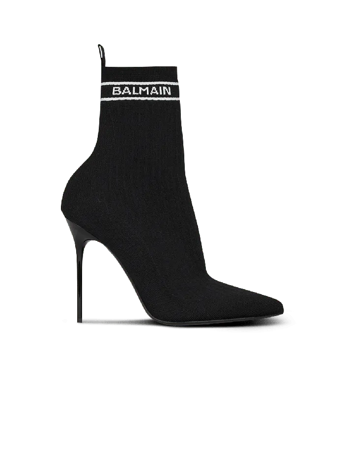 Balmain Boots Women Skye Knit Ankle Boots Black