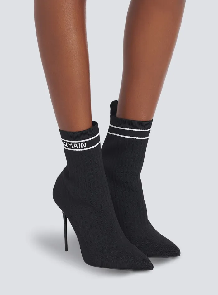 Balmain Boots Women Skye Knit Ankle Boots Black