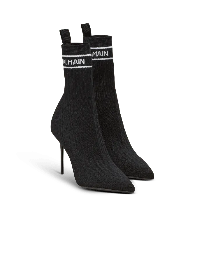 Balmain Boots Women Skye Knit Ankle Boots Black