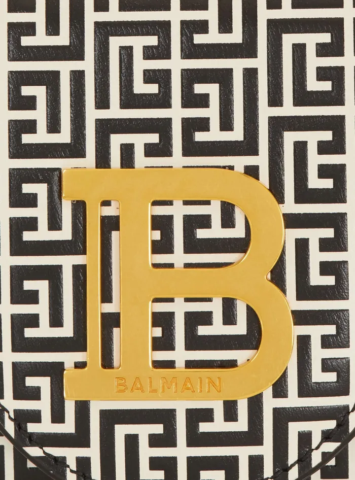 Balmain Clutches Women BBuzz Wallet In Monogrammed Embossed Calfskin Black