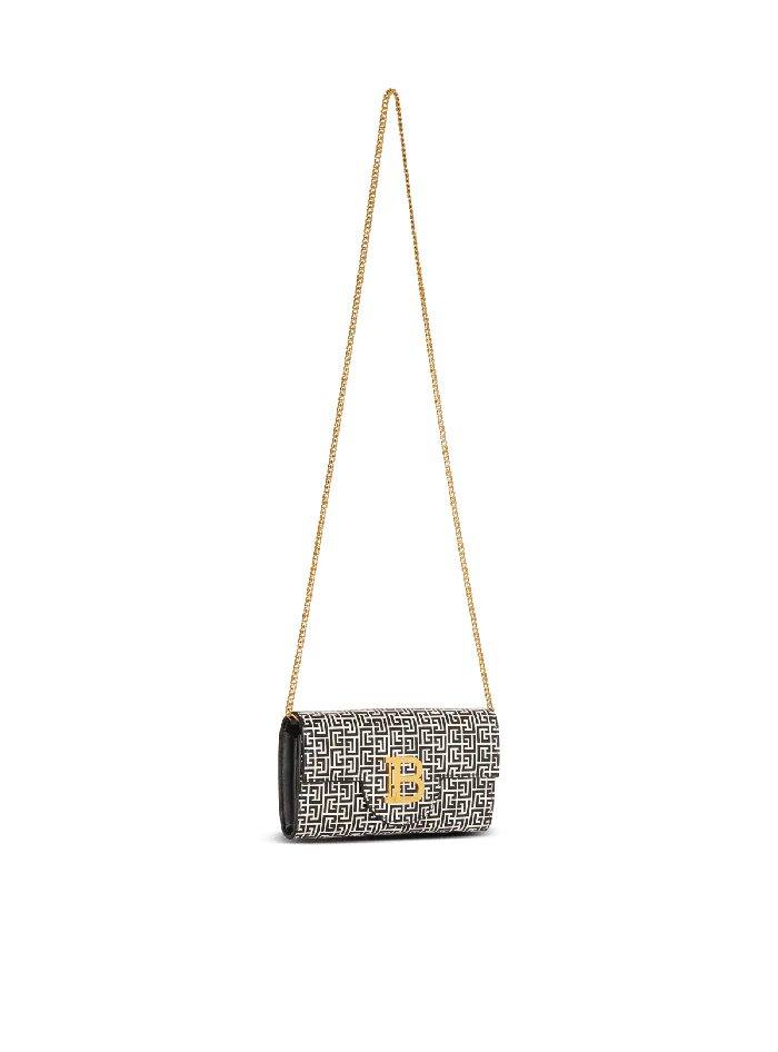 Balmain Clutches Women BBuzz Wallet In Monogrammed Embossed Calfskin Black