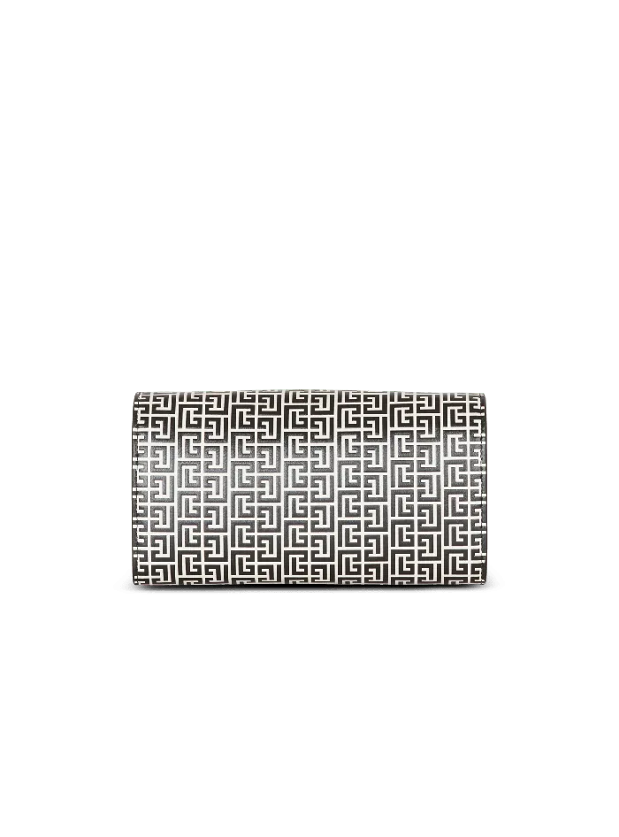 Balmain Clutches Women BBuzz Wallet In Monogrammed Embossed Calfskin Black