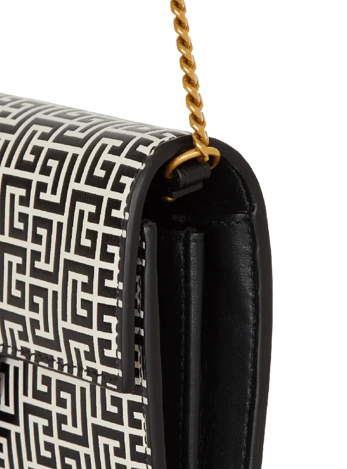 Balmain Clutches Women BBuzz Wallet In Monogrammed Embossed Calfskin Black