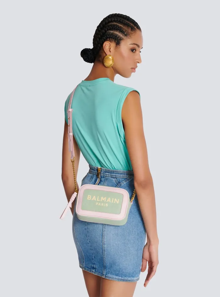 Balmain Crossbody Bags Women BArmy Camera Case In Canvas And Leather Green