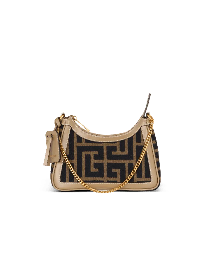Balmain Crossbody Bags Women BArmy Shoulder Bag In PB Labyrinth Jacquard Black