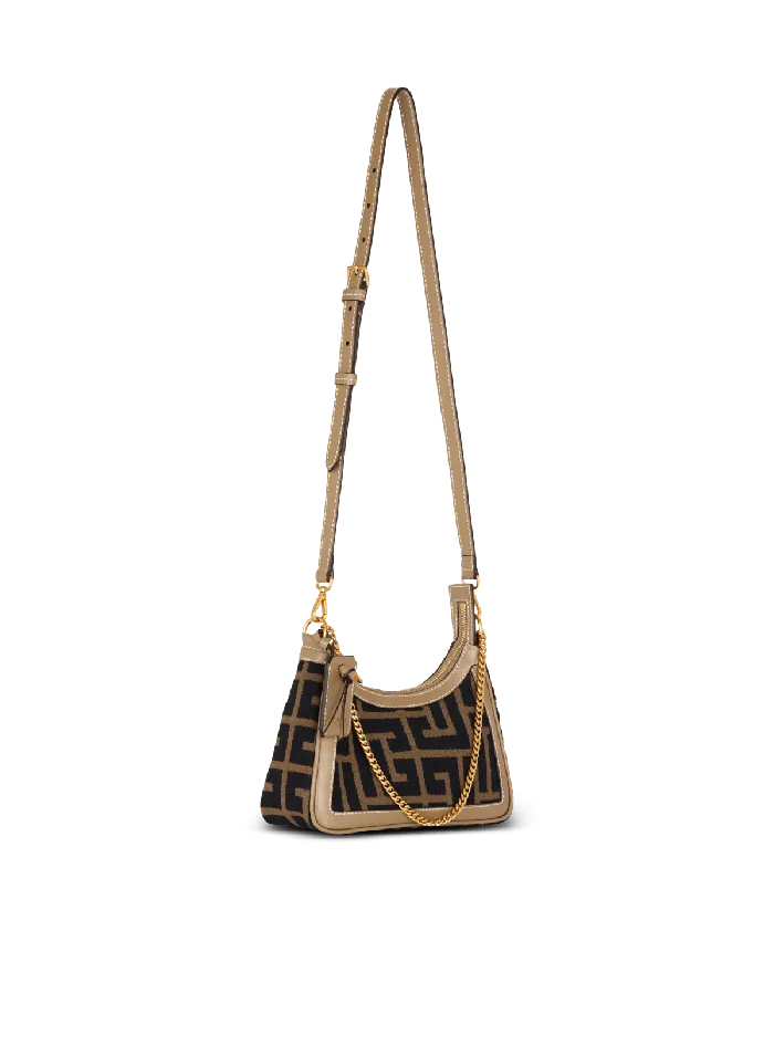 Balmain Crossbody Bags Women BArmy Shoulder Bag In PB Labyrinth Jacquard Black