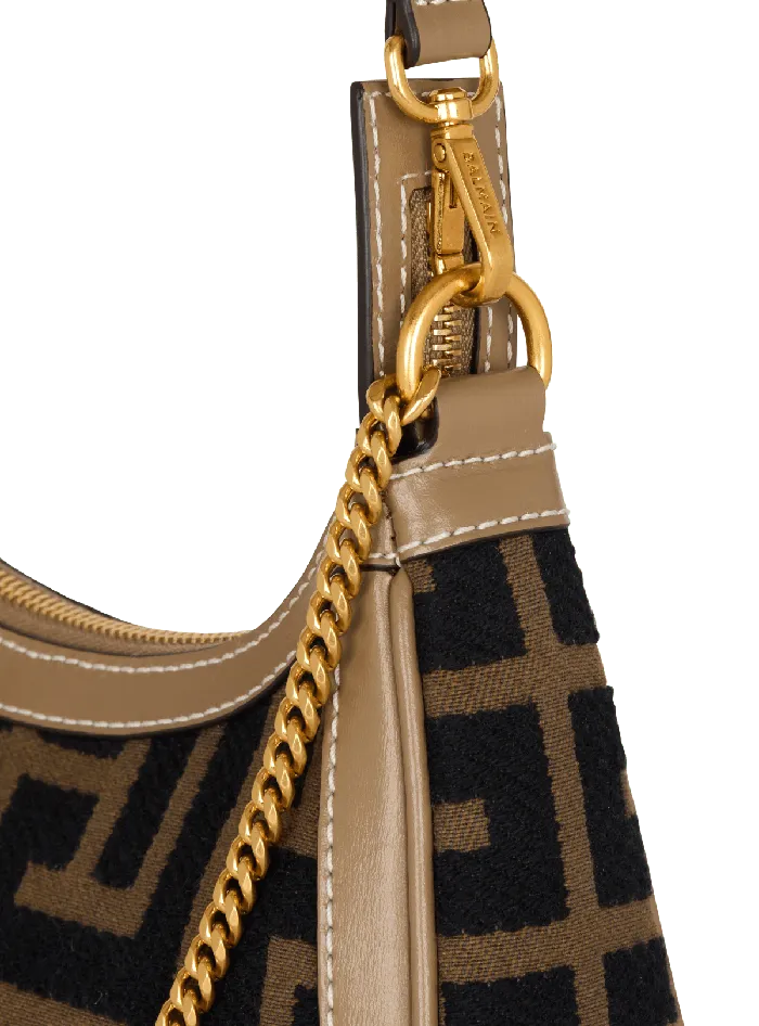 Balmain Crossbody Bags Women BArmy Shoulder Bag In PB Labyrinth Jacquard Black