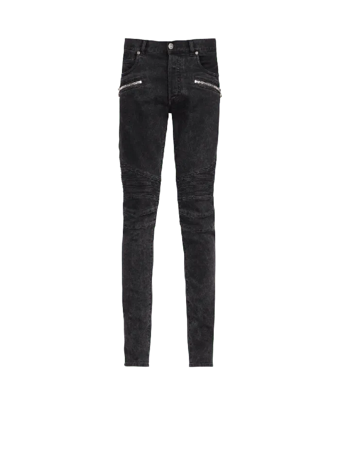 Balmain Denim Men Slim Cut Cotton Jeans Black