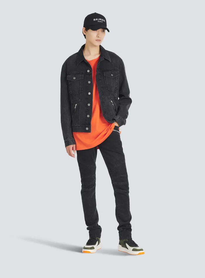 Balmain Denim Men Slim Cut Cotton Jeans Black