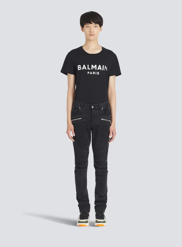 Balmain Denim Men Slim Cut Cotton Jeans Black