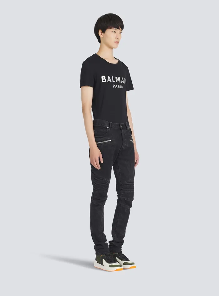 Balmain Denim Men Slim Cut Cotton Jeans Black