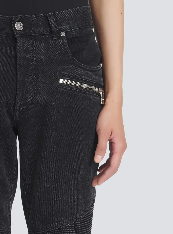 Balmain Denim Men Slim Cut Cotton Jeans Black
