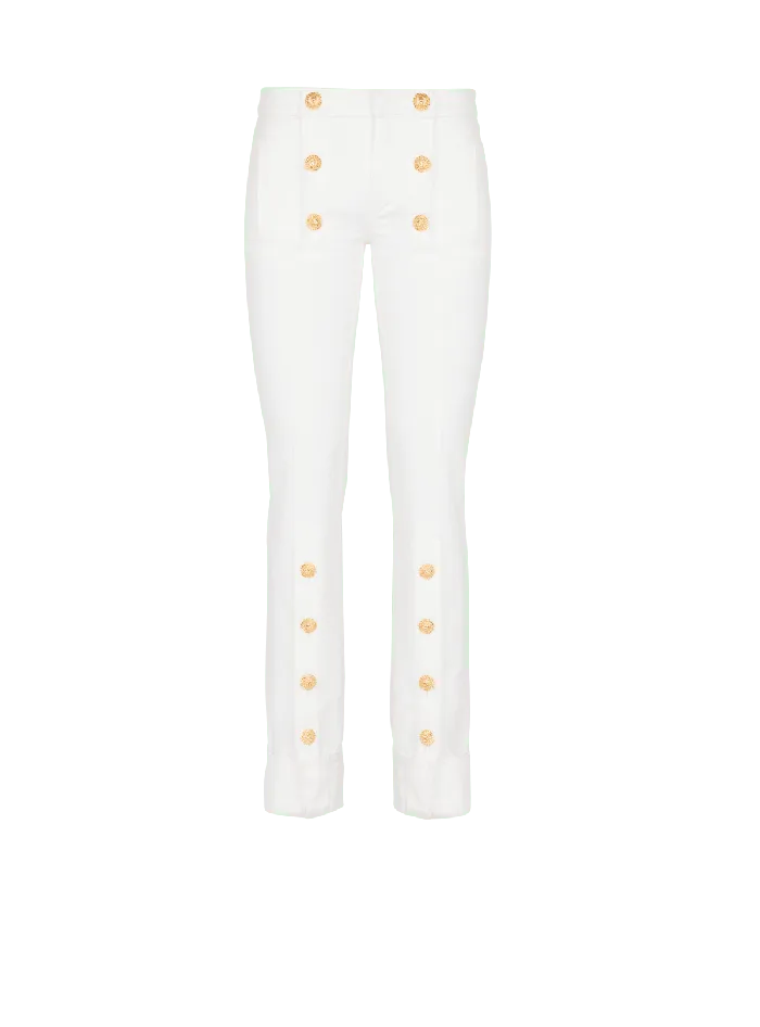 Balmain Denim Women Buttoned Denim Jeans White