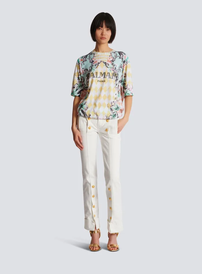 Balmain Denim Women Buttoned Denim Jeans White