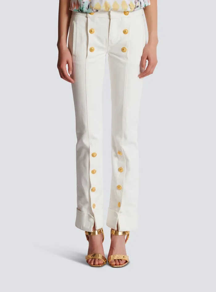 Balmain Denim Women Buttoned Denim Jeans White
